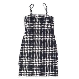 Houndstooth Print Slip Dress